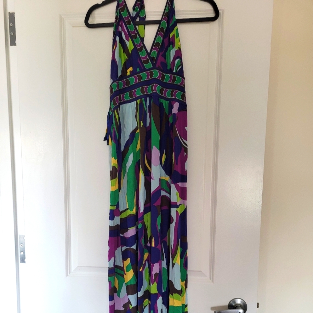Colorful BCBG maxi halter dress